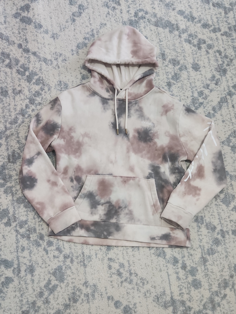 Hollister Tie-Dye Hoodie in Taupe and Gray
